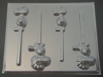 329sp Pudgy Beagle Dog and Bird Chocolate or Hard Candy Lollipop Mold